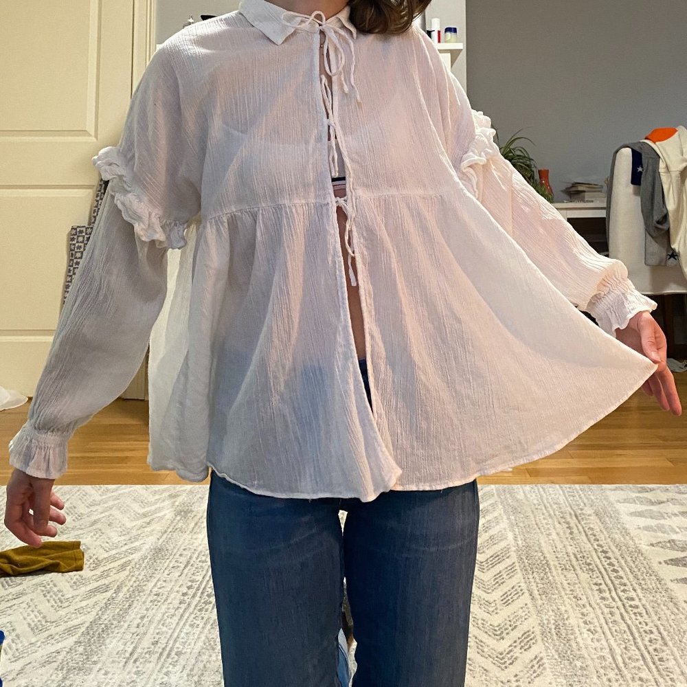 Urban Outfitters Three Tie Blouse Small